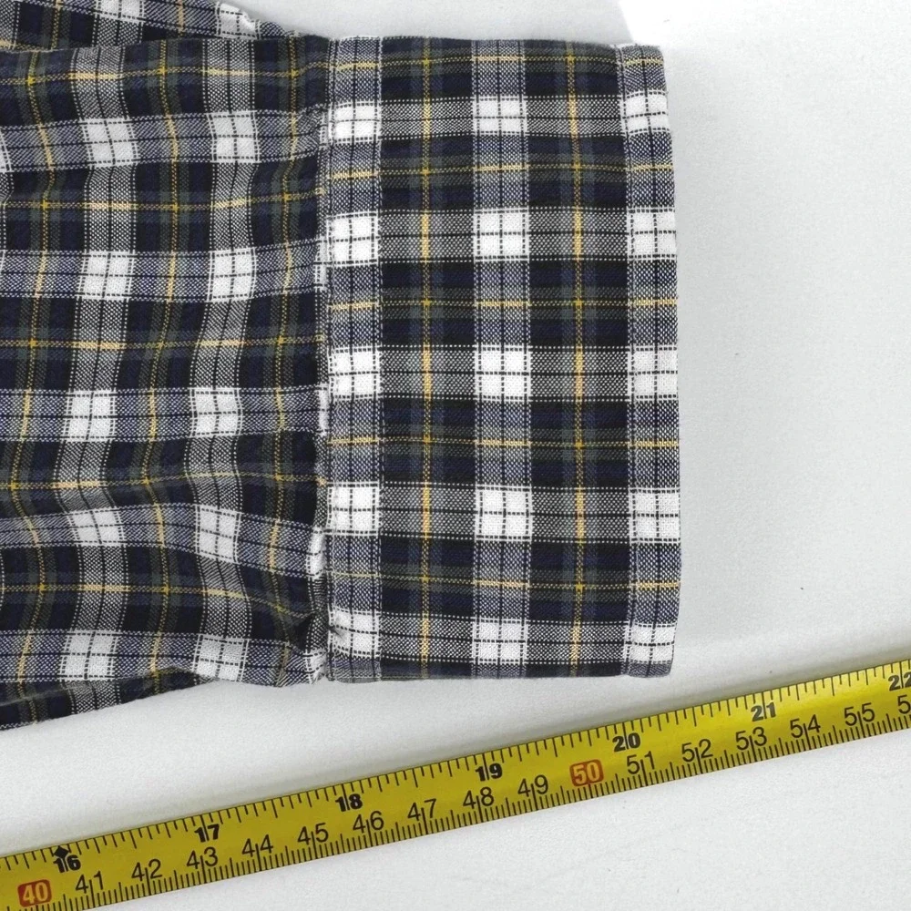 Ralph Lauren Classic Fit Mens XL Plaid Button Down‎ Shirt Navy White Yellow Pony